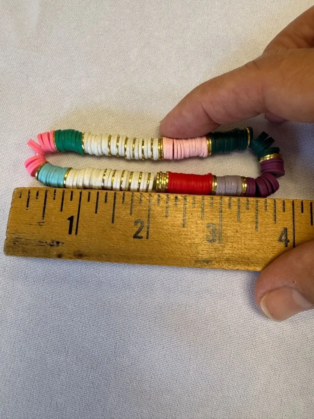 Heishi Multicolored with Gold Stretch Stackable Bracelet
